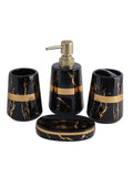 Pack of 4 Black & Gold Marblene Bathroom Accessories Set