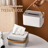 Multifunctional Tissue Storage Box with Handle Simple Desktop Tissue Organizer for Kitchen Living Room Bathroom