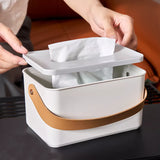 Multifunctional Tissue Storage Box with Handle Simple Desktop Tissue Organizer for Kitchen Living Room Bathroom