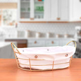 Gold Plated Metal Bread Basket Oval