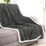 Ribbed Stripe Ultra Soft Sherpa Throw Blanket- King Size