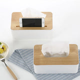 Bamboo Wood Tissue Box With Mobile Stand