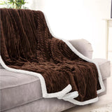 Ribbed Stripe Ultra Soft Sherpa Throw Blanket- King Size