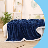 Ribbed Stripe Ultra Soft Sherpa Throw Blanket- King Size