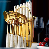 Marblene Pattern 24 Pcs Cutlery Set & Cutlery Holder